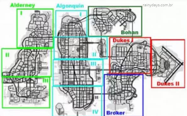 Pombos do GTA IV, mapas com todos os locais de pombos
