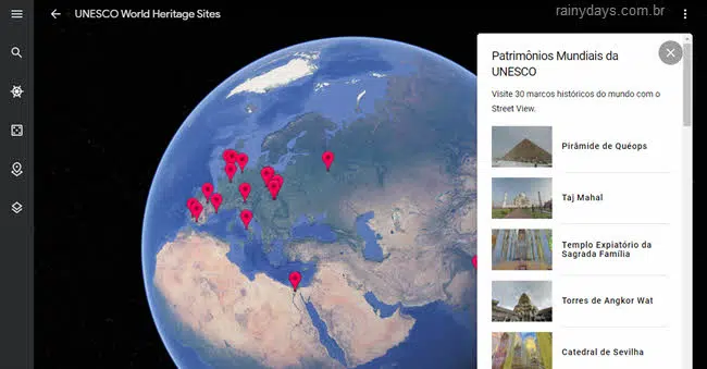 Patrimônios da Humanidade online no Google Earth