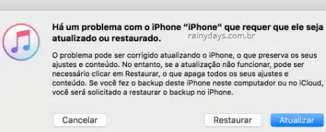 problema com iPhone restaurar