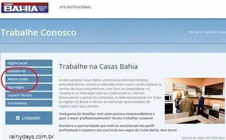 enviar currículo para Casas Bahia online