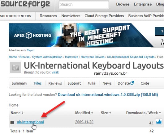 layout teclado UK-international