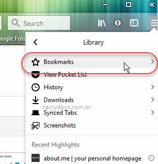 Bookmarks Favoritos Firefox