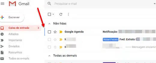 Traço azul ao lado dos emails quando ativa atalhos do Gmail
