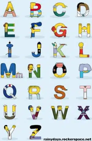 Simpsons na forma de letras do alfabeto Simphabet