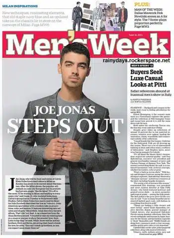 Joe Jonas na capa da WWD Men's Week
