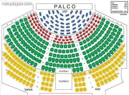Via Funchal casa de show, mapa de assentos