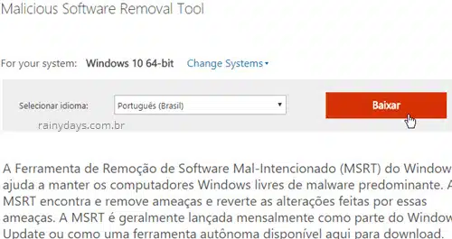baixar Malicious Software removal tool Windows