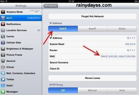 Configurar openDNS no WiFi iPhone iPad