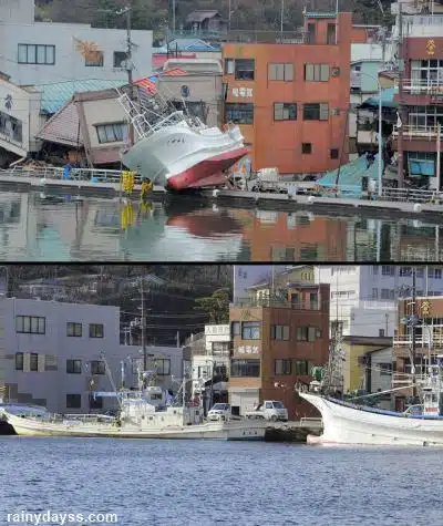 Fotos antes e depois do Tsunami no Japão