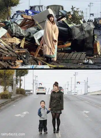 Fotos da reconstrução do Japão, antes e depois do Tsunami