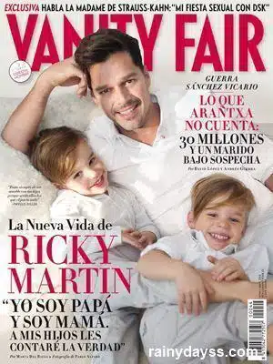 Ricky Martin e Carlos com filhos na Vanity Fair