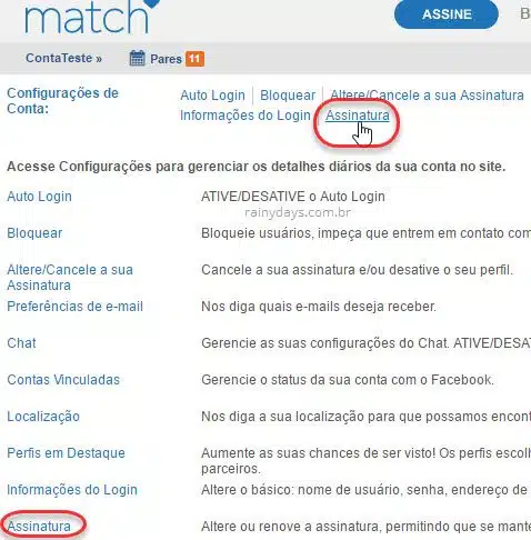 cancelar renovação automática Match.com