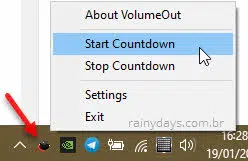Start countdown, começar contagem regressiva do VolumeOut Windows