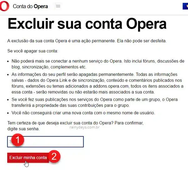 Como cancelar conta do Opera