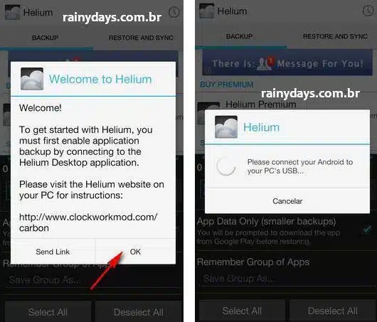 Backup de aplicativos do Android com Helium 2