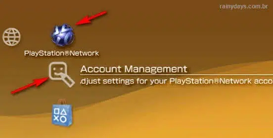 Playsation Network gerenciamento de conta PSP