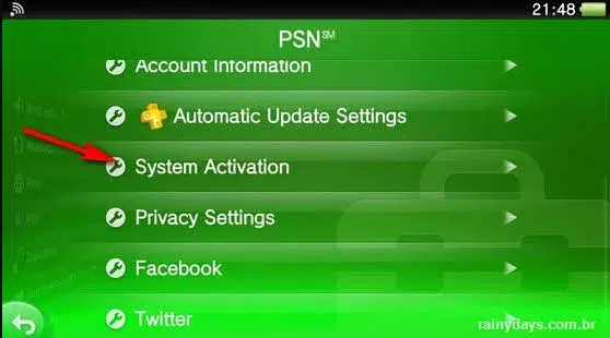 PSN Ativação do Sistema PS Vita