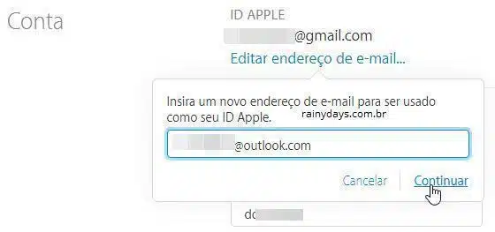 mudar e-mail associado à Apple ID 3