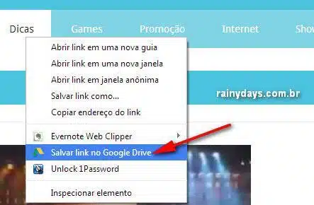 Enviar URL e fotos de sites para Google Drive 3