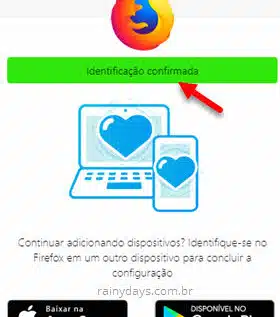 Identificação confirmada Firefox Sync conta