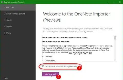importar dados do Evernote para OneNote