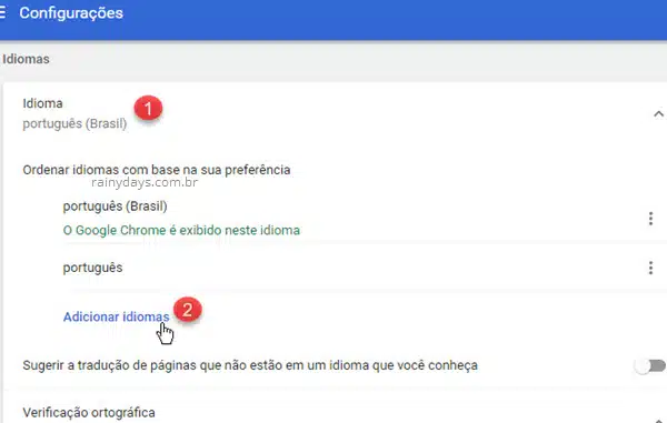 Adicionar idiomas no Google Chrome
