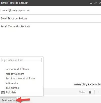 Agendar email do Gmail para enviar depois