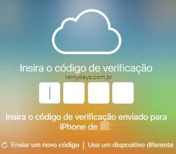 inserir código de verificação iCloud