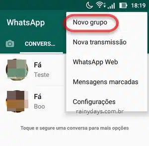 Novo grupo WhatsApp