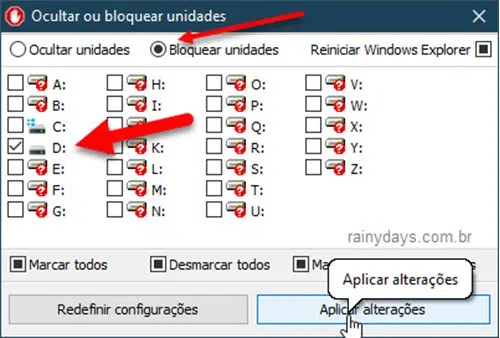 Selecionar drive para bloquear ou esconder Simple Run Blocker