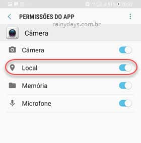 Desativar localização na câmera do Android