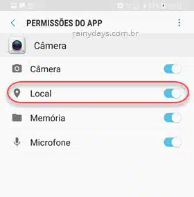 Desativar localização na câmera do Android