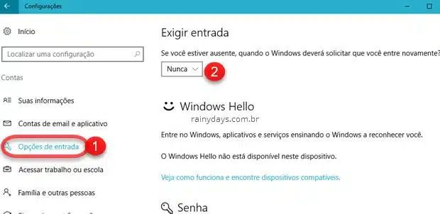 Prevenir que Windows solicite senha ao despertar, exigir entrada