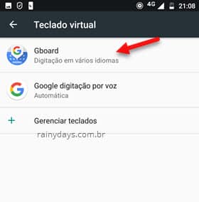 Teclado Virtual Android