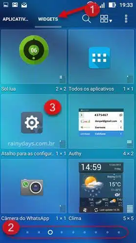 widgets Configurações Android