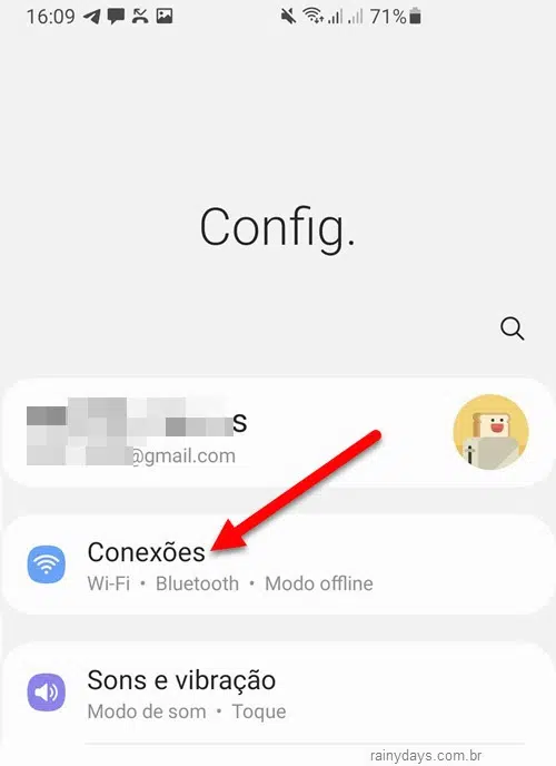 configurações Conexões Android