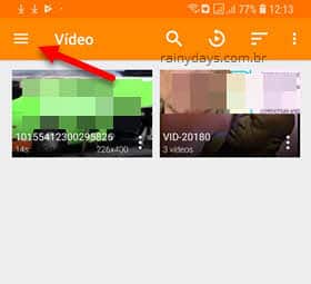 ícone três traços VLC Android