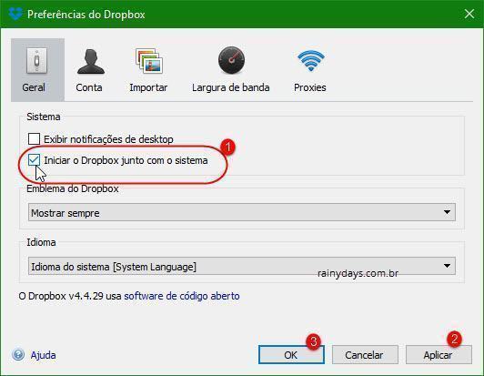 Remover Dropbox da inicialização do Windows