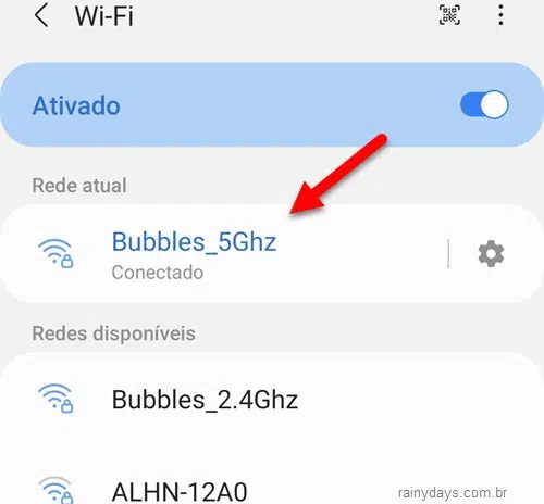 WiFi toque na sua conexão que está conectado no momento Android