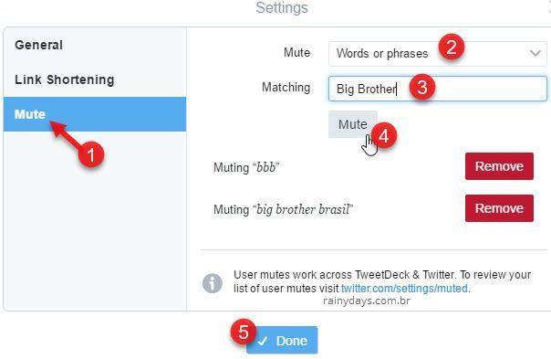 Como bloquear Big Brother no Twitter bloquear palavras Tweetdeck