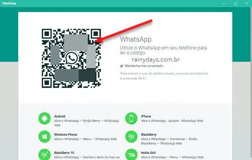 código qr do WhatsApp Desktop