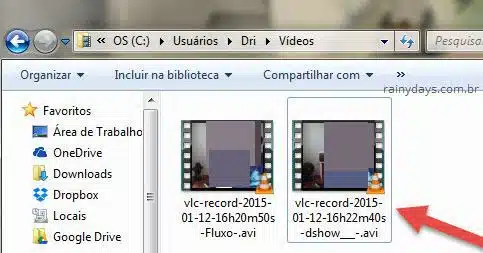 Pasta vídeos VLC