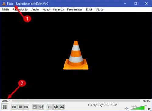 VLC fluxo gravando tela do Windows