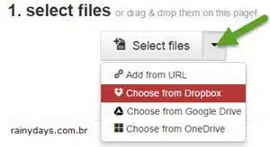 Converter arquivos direto para Dropbox