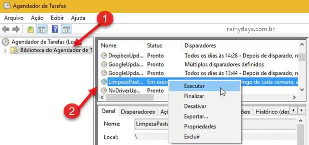Executar tarefa Agendador de Tarefas Windows para excluir arquivos automaticamente