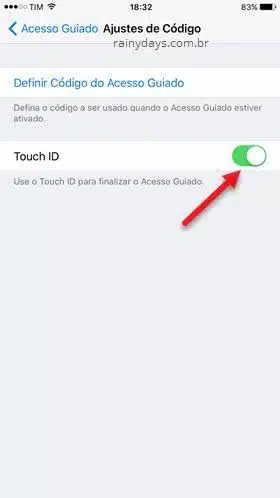 Ajustes de código Touch ID iOS