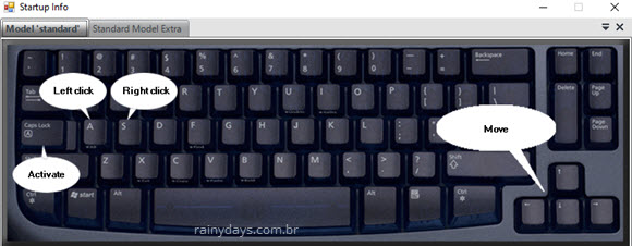Controlar mouse com teclado letras A S e setas