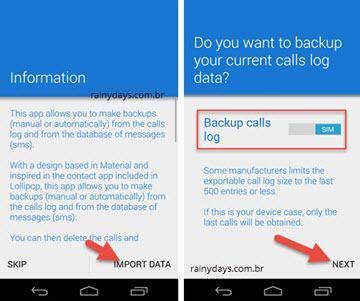 salvar ligações e SMS do Android 1