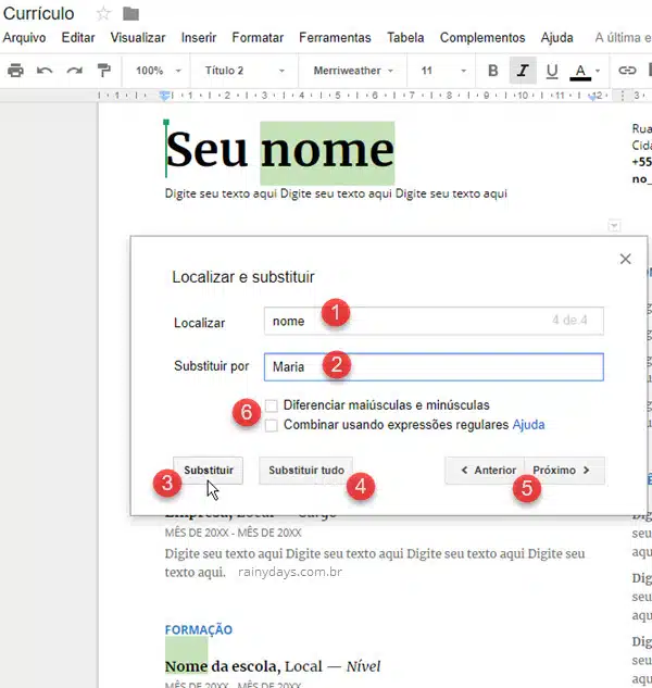 Como localizar e substituir palavras no Google Docs