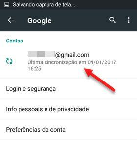 conta do Google ativa no dispositivo Android